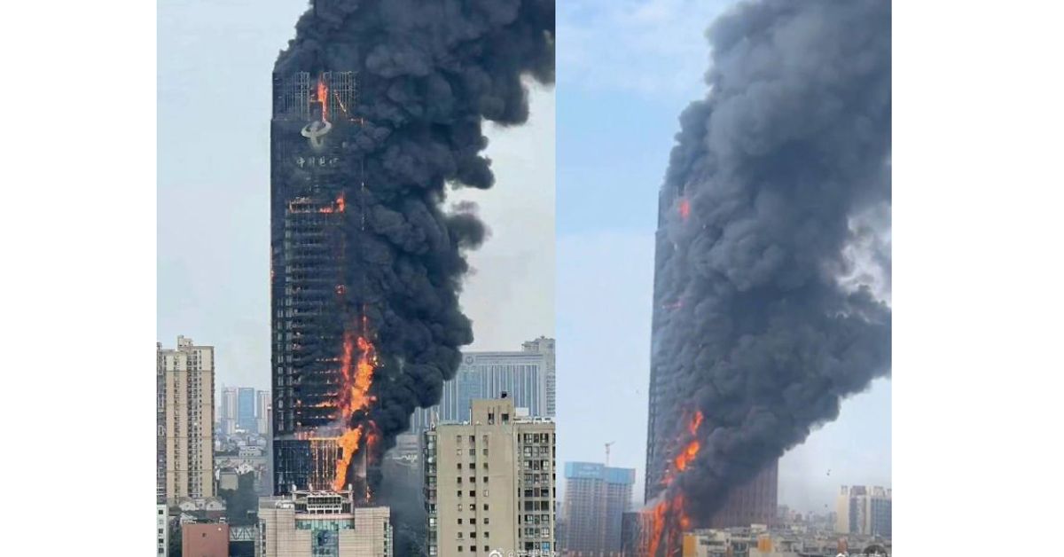 中國長沙大樓陷火海！燒成「火柱」　官媒：無人傷亡